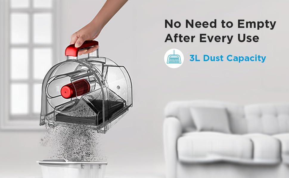 Midea 18C-1600W Bagless Vacuum Cleaner |3L Dust-Cup Capacity | 24Kpa Variable Powerful Suction | with HEPA Filter | Auto Rewind Cord, Red