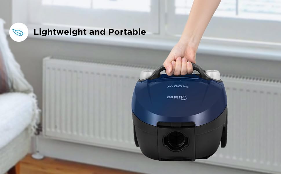 Midea 11S Bagged Vacuum Cleaner | 1400 W Motor | 18kPa Powerful Suction Control | 3 Free Paper dust Bag | Free Multiple Accessories | Dustbag Full Indicator | 5m auto Rewind Cord