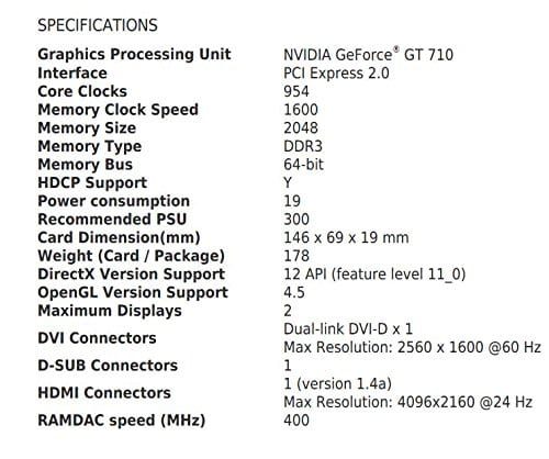 MSI GeForce GT 710 H LP 2GB Nvidia Graphic Card
