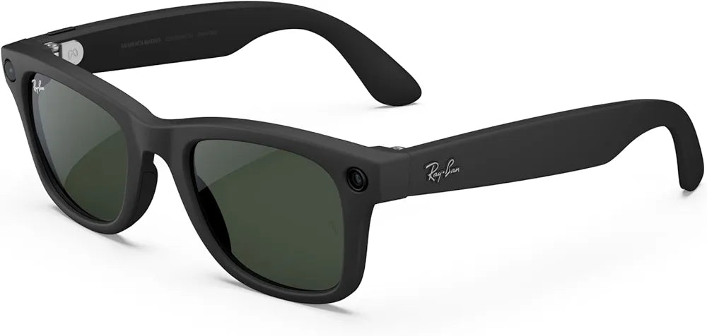 Ray-Ban Meta , Wayfarer, Large Matte Black | Smart AI Glasses for Men, Women, 12MP Ultra-Wide Camera, Open-Ear Speakers for Audio, Video Recording and Bluetooth. Transitions® Graphite Green.