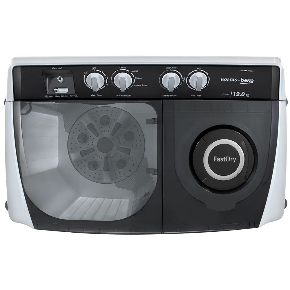 Voltas Beko by A Tata Product 12 kg Semi Automatic Top Load Washing Machine Blue, White (WTT120AGRT)