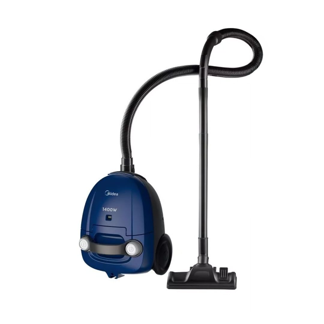 Midea 11S Bagged Vacuum Cleaner | 1400 W Motor | 18kPa Powerful Suction Control | 3 Free Paper dust Bag | Free Multiple Accessories | Dustbag Full Indicator | 5m auto Rewind Cord
