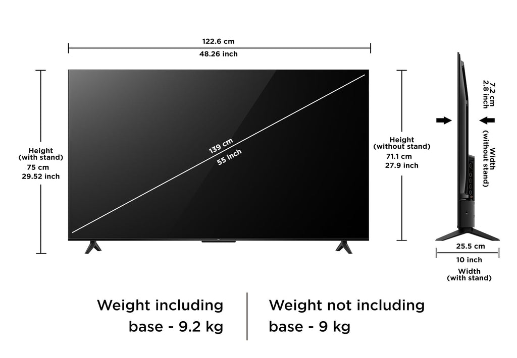 TCL 139 cm (55 inches) Metallic Bezel Less Series 4K Ultra HD Smart LED Google TV 55V6C (Black)