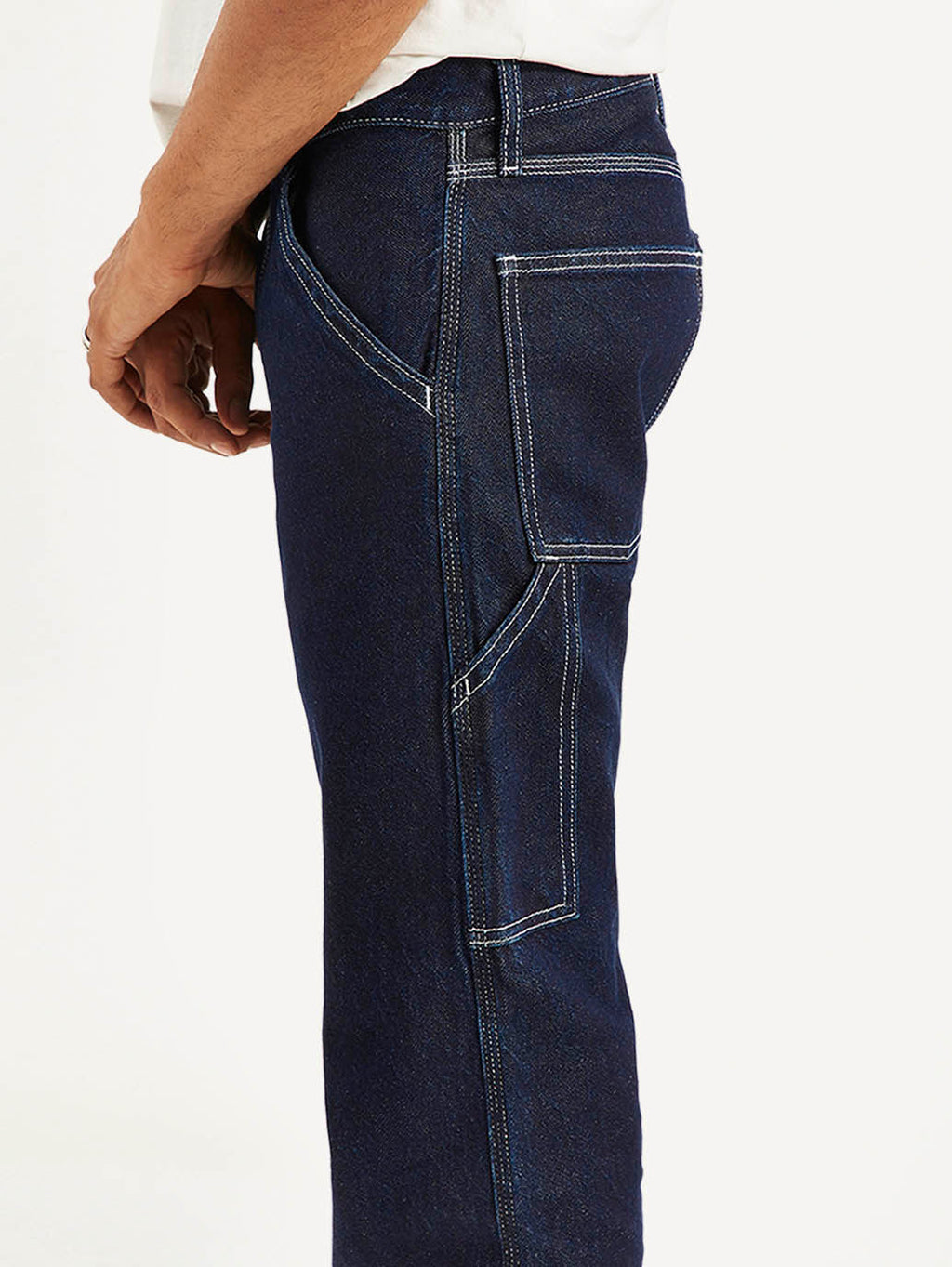 Men's 555 Navy Blue Relaxed Straight Fit Mid Rise Jeans