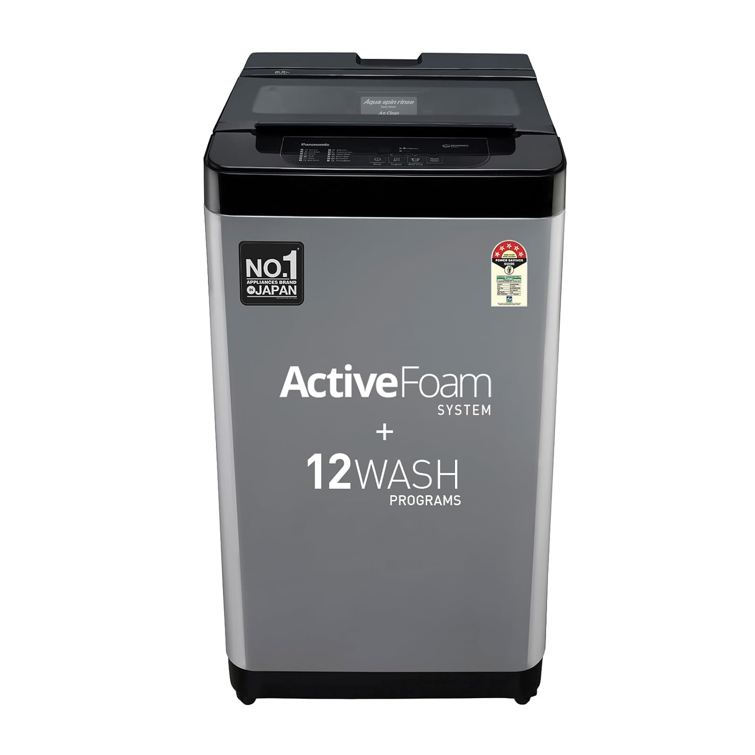 Panasonic 6.5 Kg 5 Star Fully-Automatic Top Load Washing Machine (2024 Model, NA-F65LF3CRB, Charcoal Inox Grey, 12 Wash Program, Active Foam Wash Technology, Antibacterial Water Inlet)