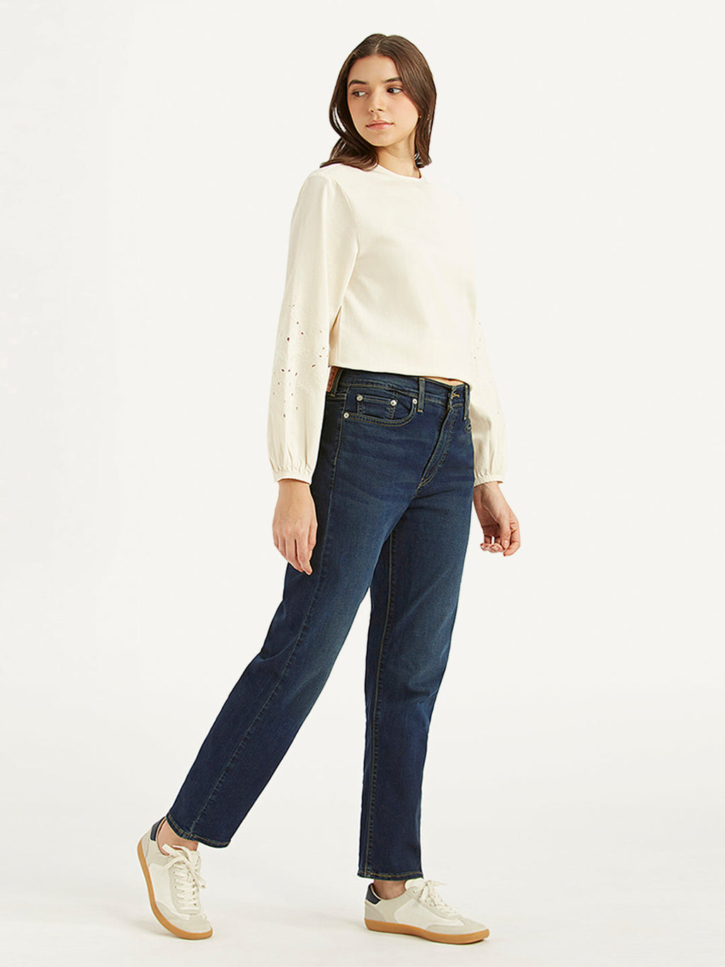 Women's Dark Blue Wedgie Straight Fit Mid Rise Jeans