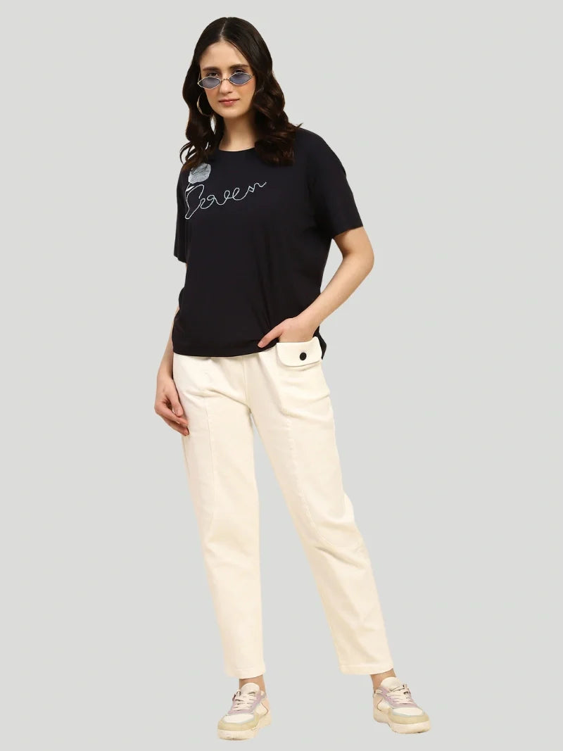 White Cotton Regular Fit Trouser