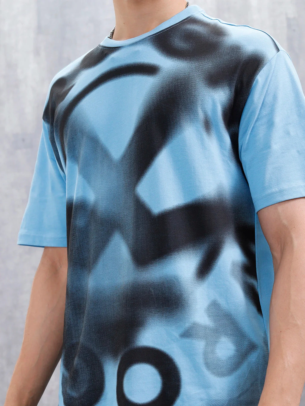 Wrogn Men’s Oversized Graphic Print T-Shirt | Blue