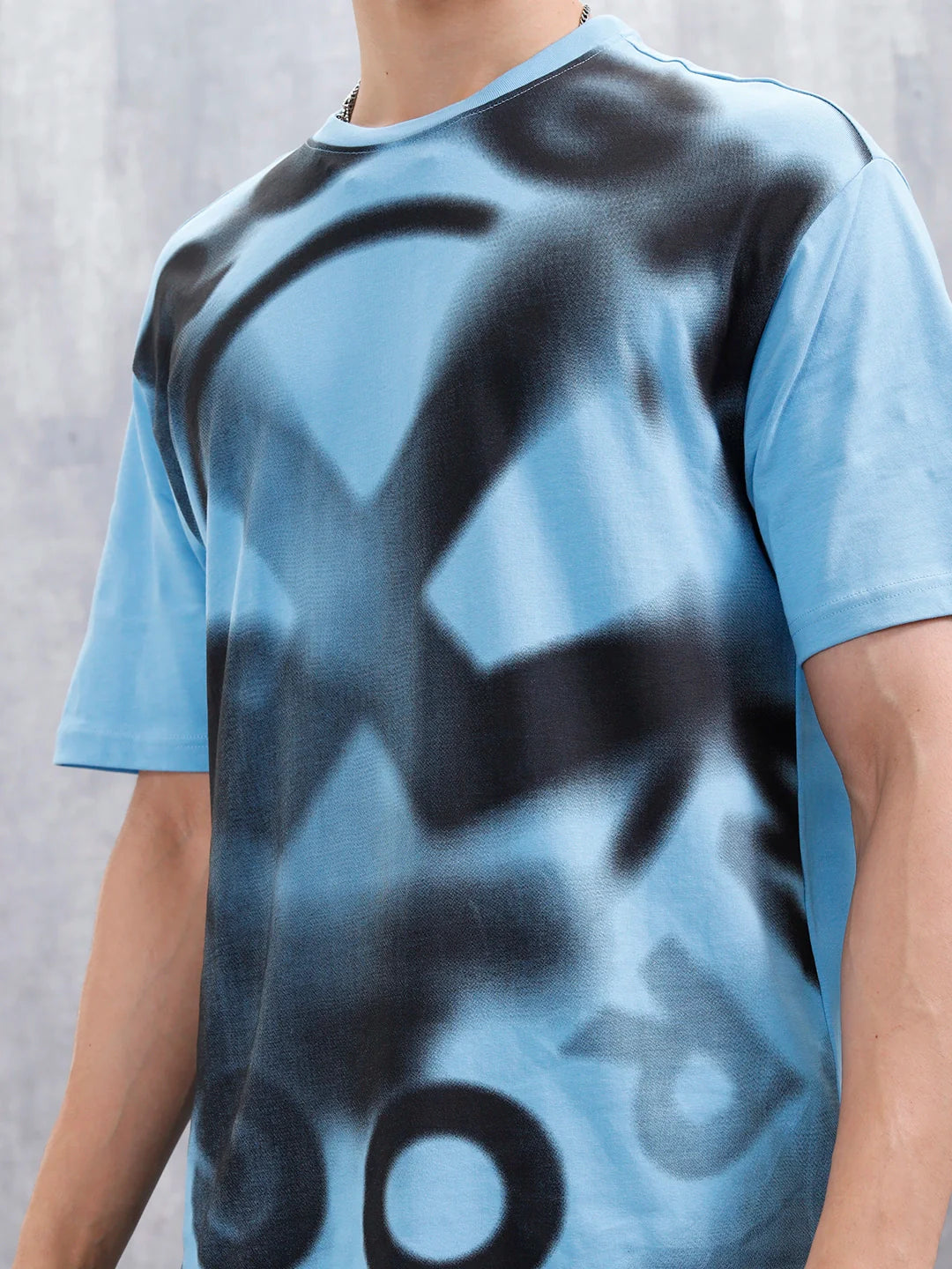 Wrogn Men’s Oversized Graphic Print T-Shirt | Blue