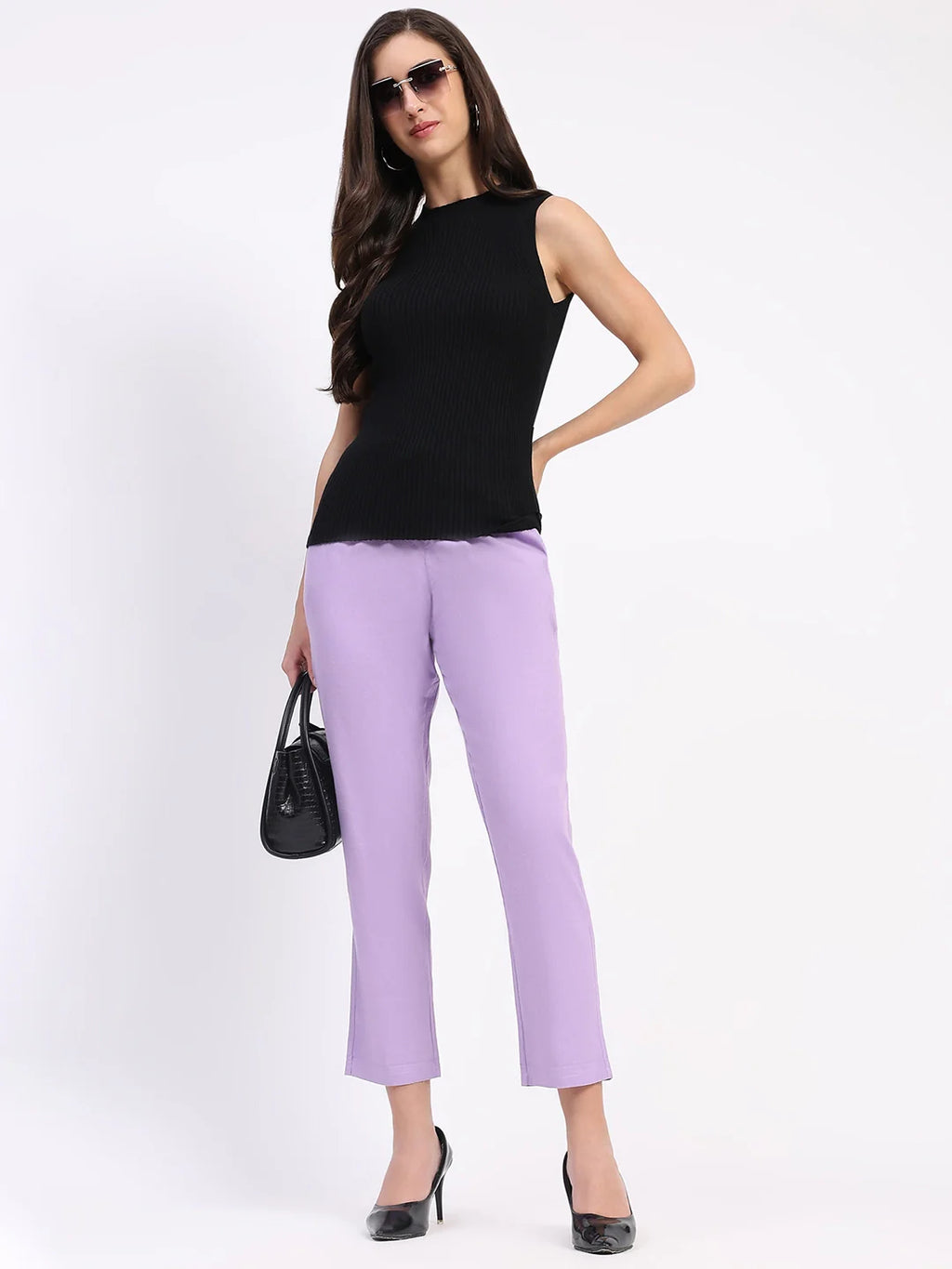 Lilac Cotton Ankle Length Lower