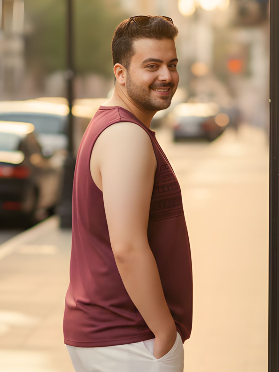 Men Maroon Printed GYM T-shirt