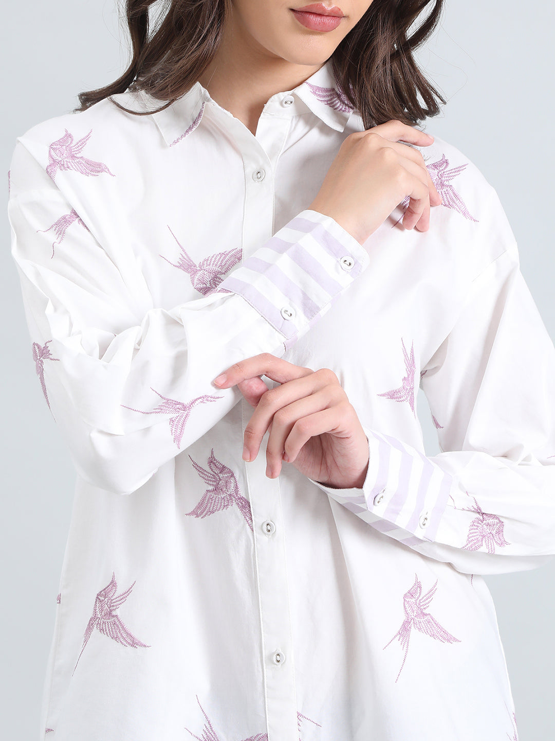 Cotton Embroidered Oversized Shirt