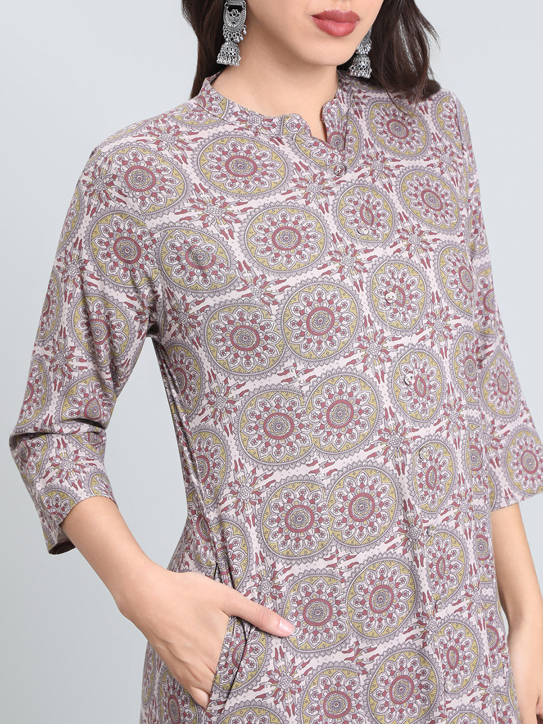 Viscose Medallion Tile Print A-Line Kurta