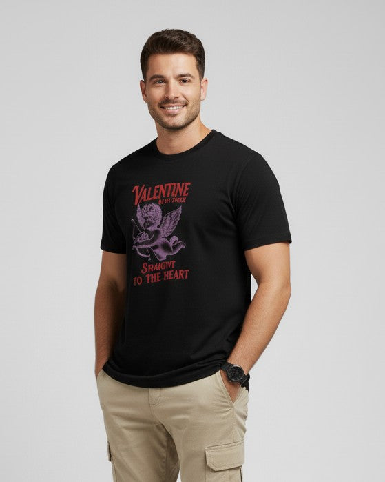 Men Printed Black Cotton Tshirt