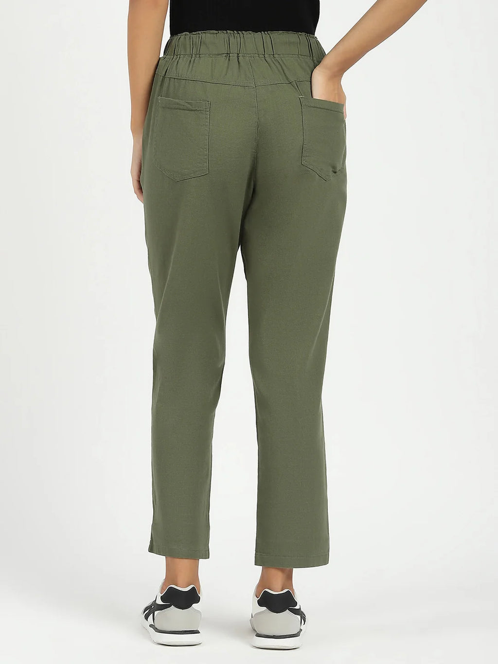 Olive Regular Fit Cotton Lower