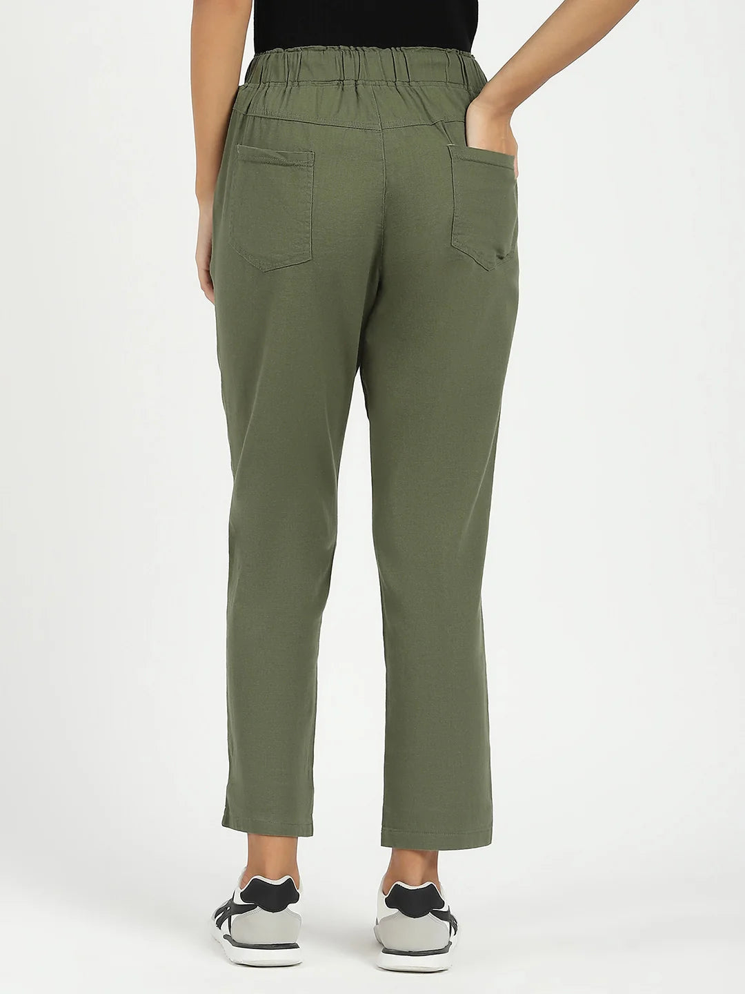 Olive Regular Fit Cotton Lower