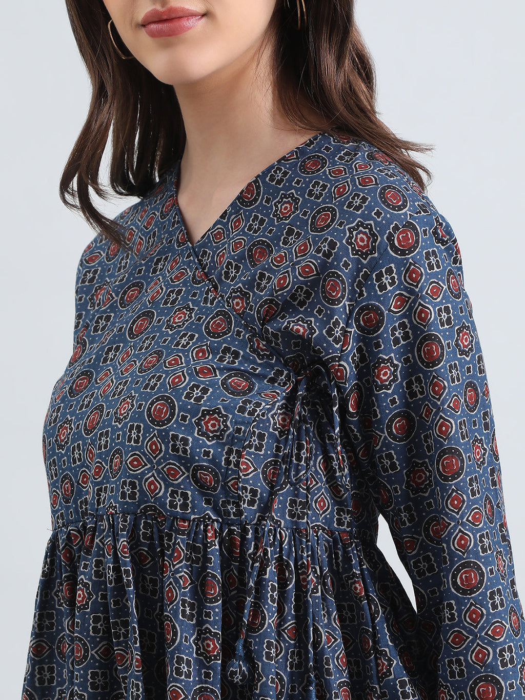 Cotton Ajrakh Print Peplum Blouse