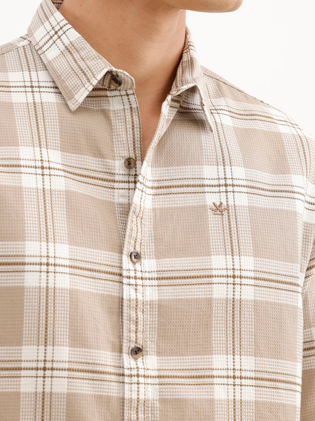 Comfort Fit Textured Shirt  | Khaki