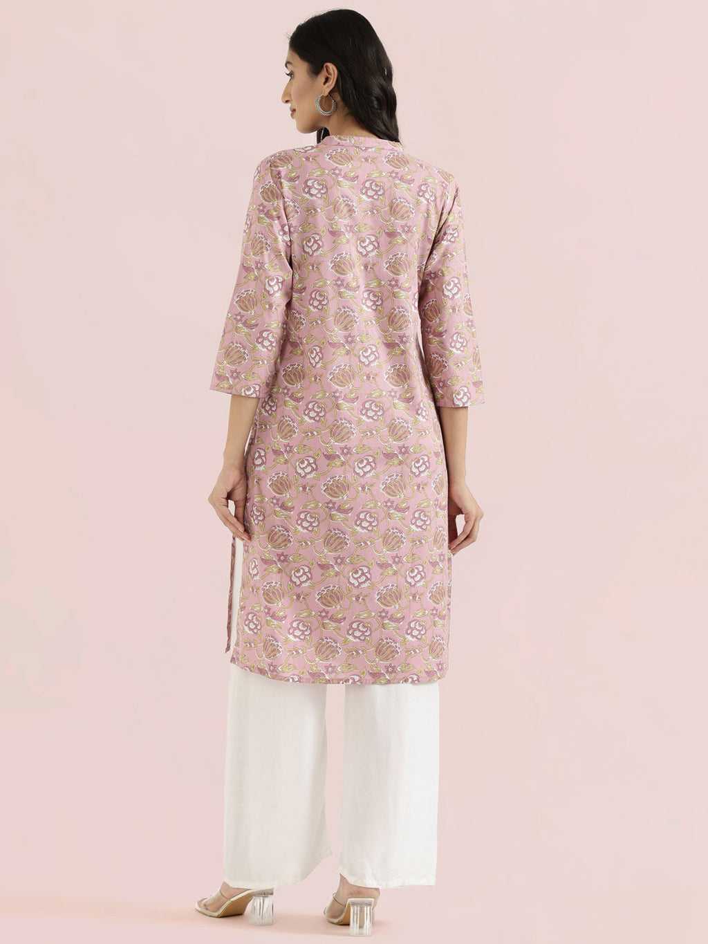 Cotton Floral Block Print Straight Kurta