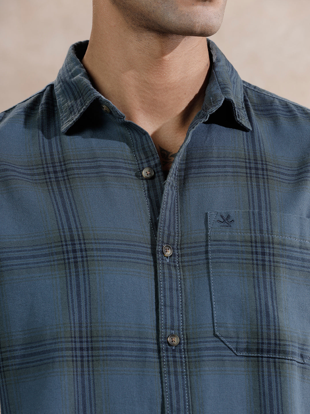 Tonal Checks Regular Fit Shirt | Blue