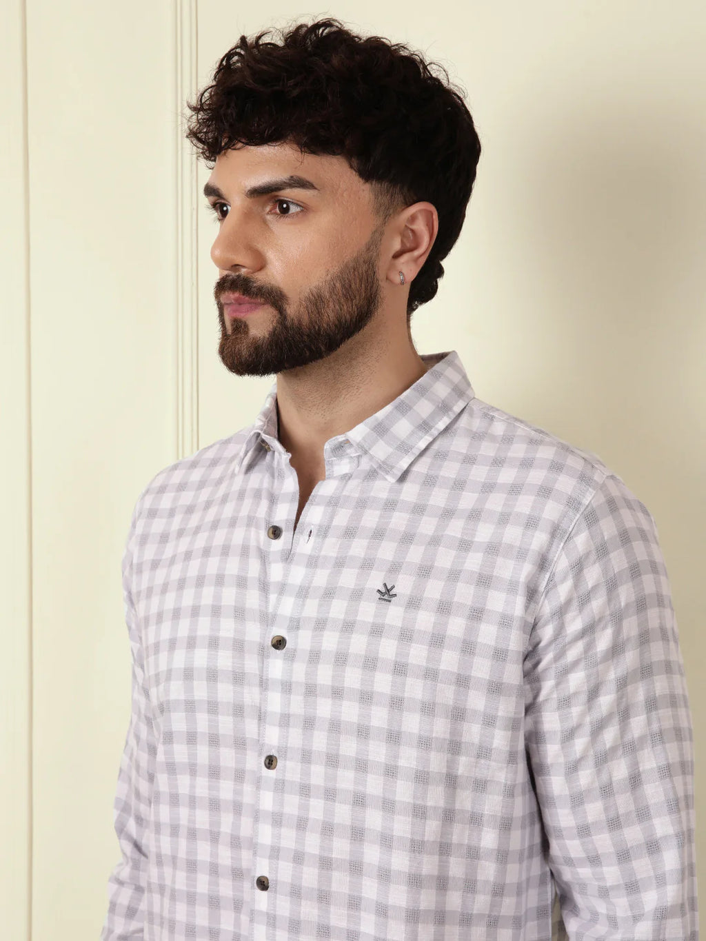 Textured Dobby Cotton Shirt | Grey