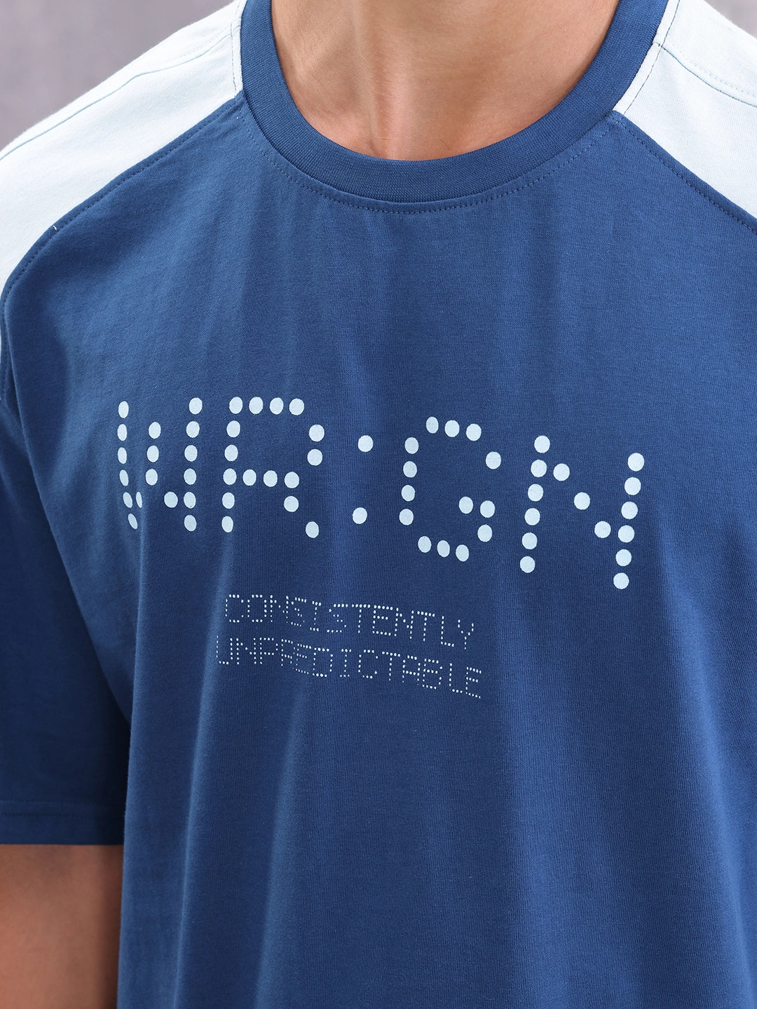 Graphic Printed Oversized Fit Cut &Sew T-Shirt | Blue