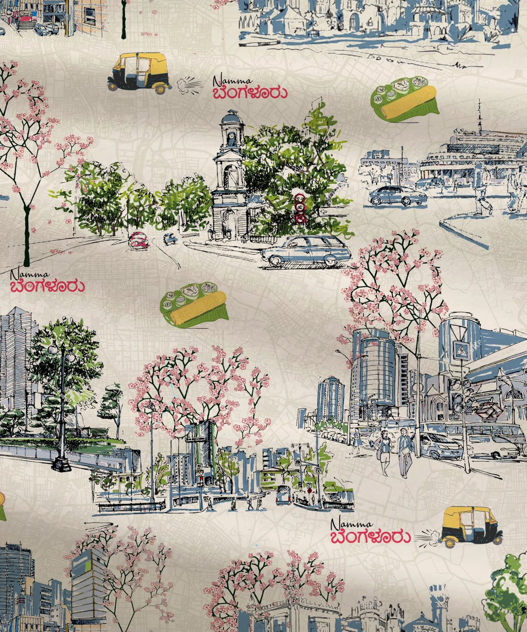 Atulaya Bharat King Bedsheet Set, Namma Bengaluru|144 TC Cotton|2 Pillow Covers