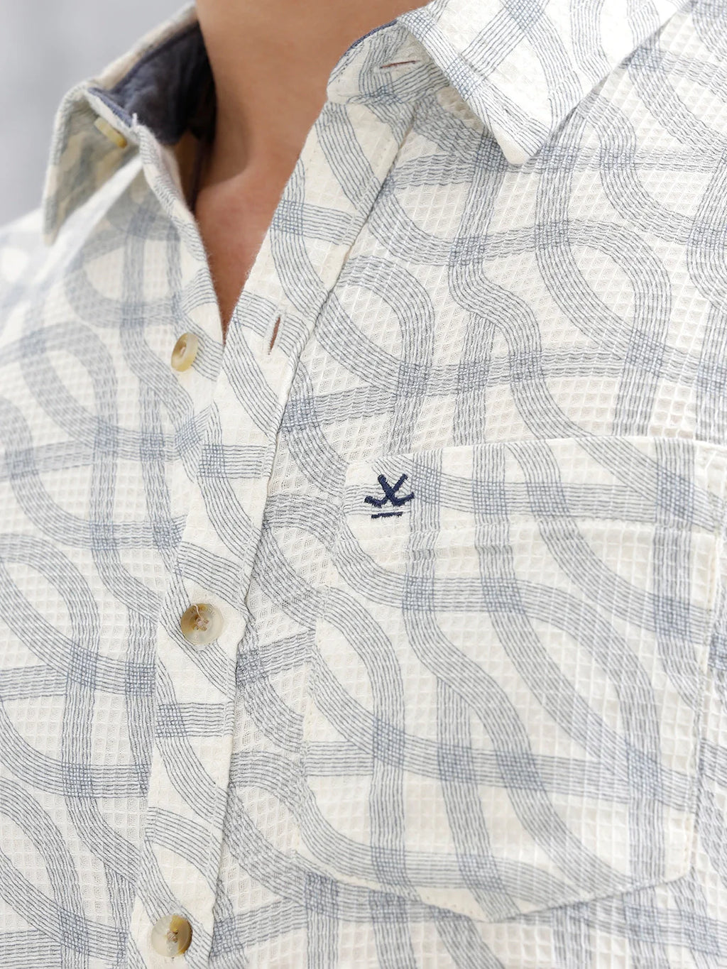 Textured Printed Slim Fit Shirt | Light Blue