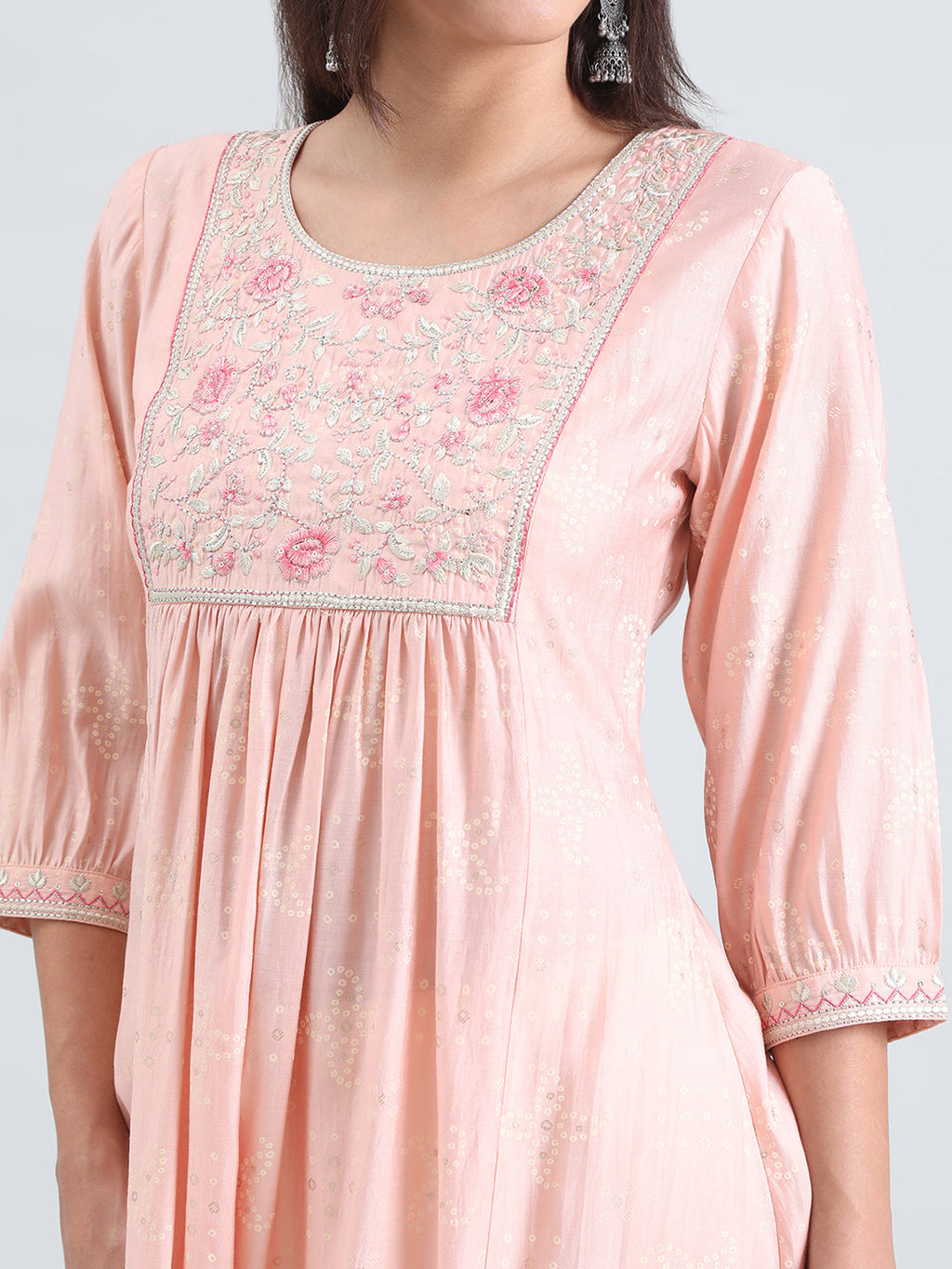 Viscose Bandhani Embriodery A-Line Kurta