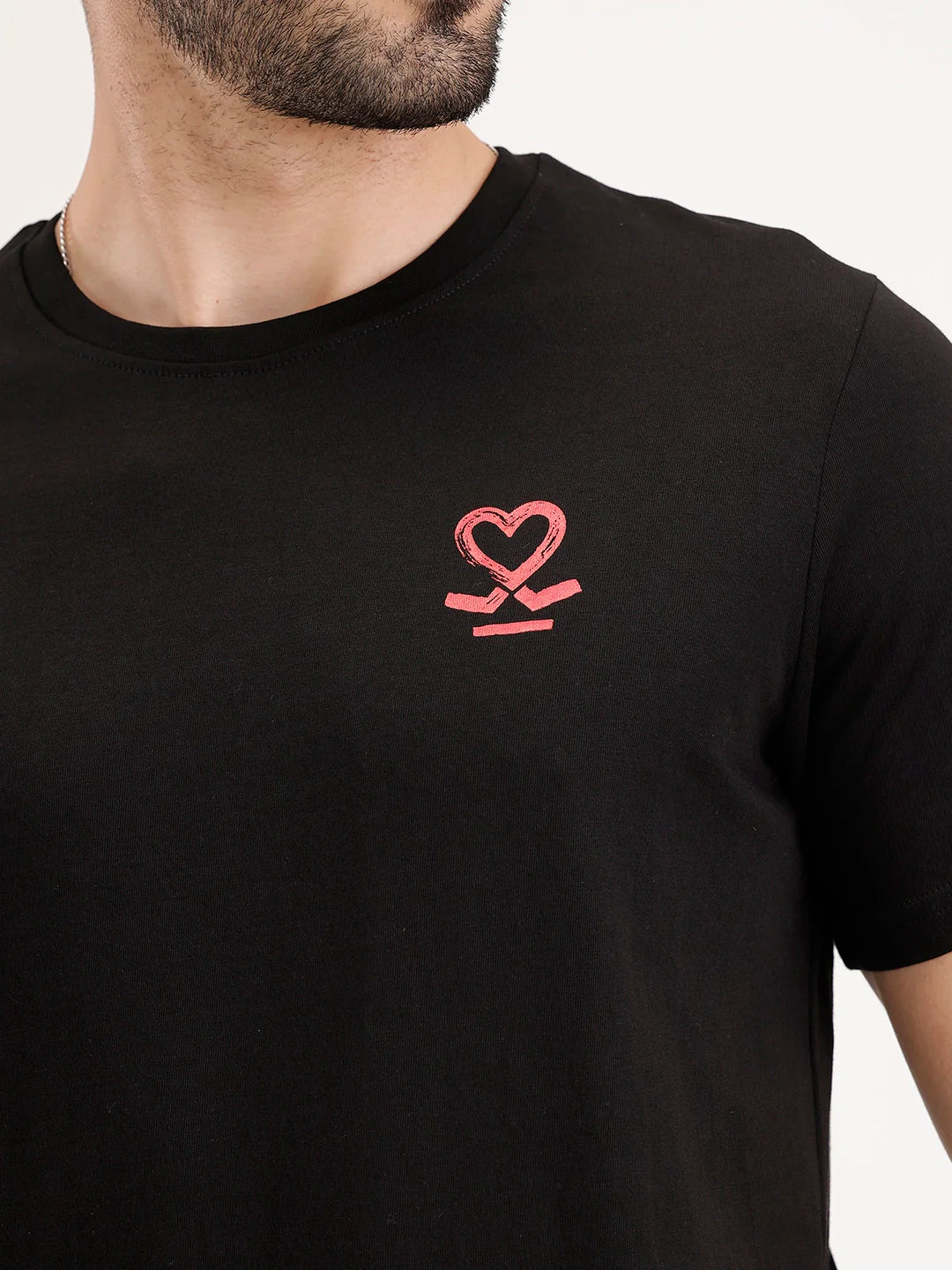 Slim Fit Placement Printed Tee | Black