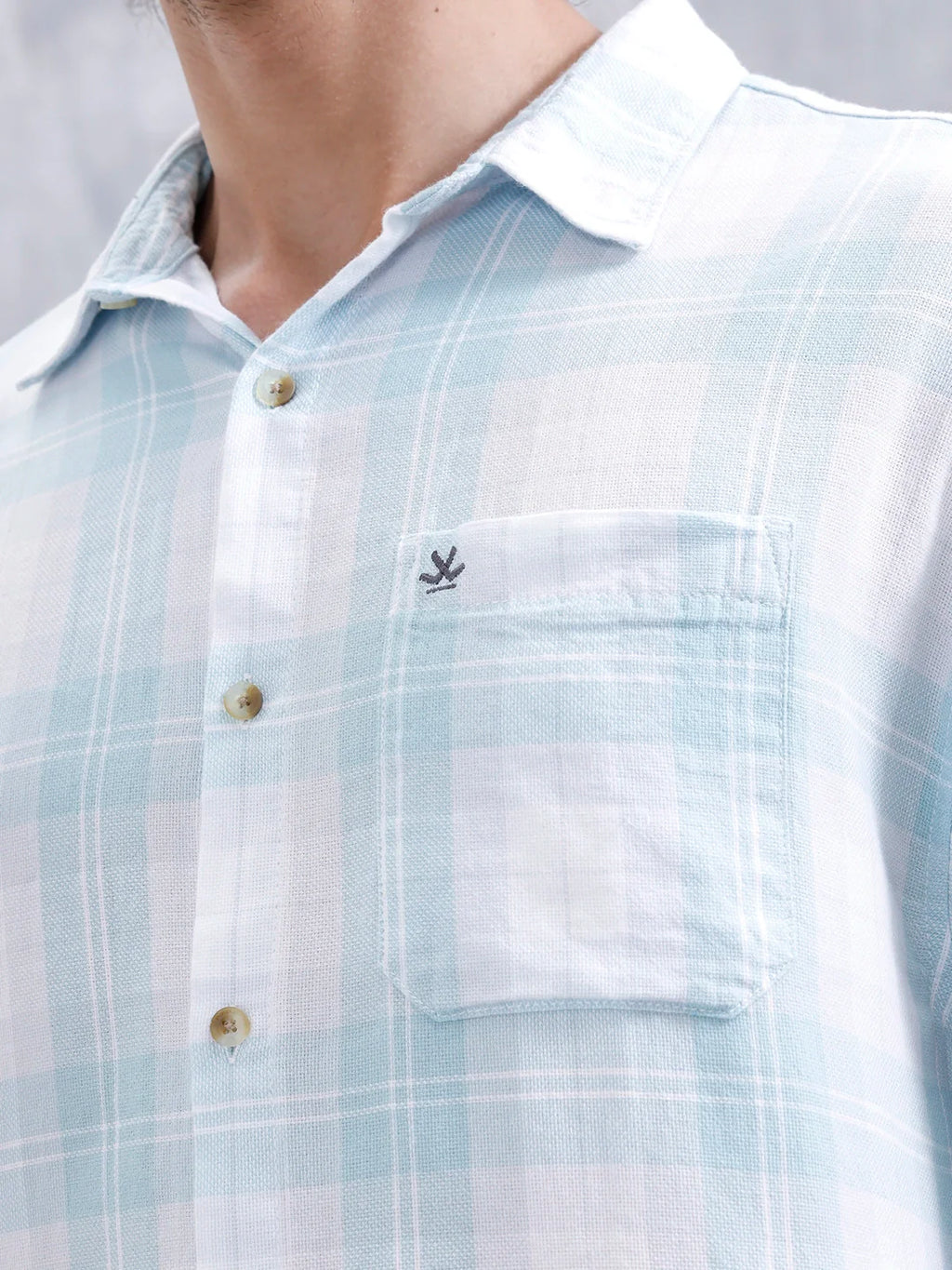 Men’S Boxy Fit Checkered Pattern Shirt | White