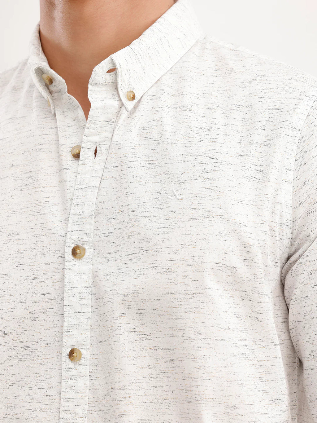 Slim Fit AOP Full Sleeved Shirt  | White