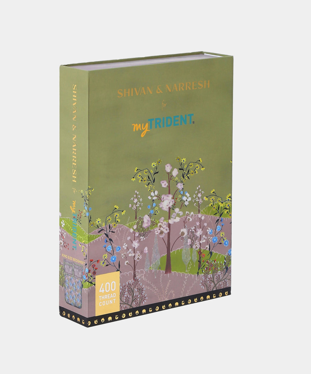 Shivan & Narresh King Bedsheet Set, Morning Calm |400TC Cotton|4 pillow covers