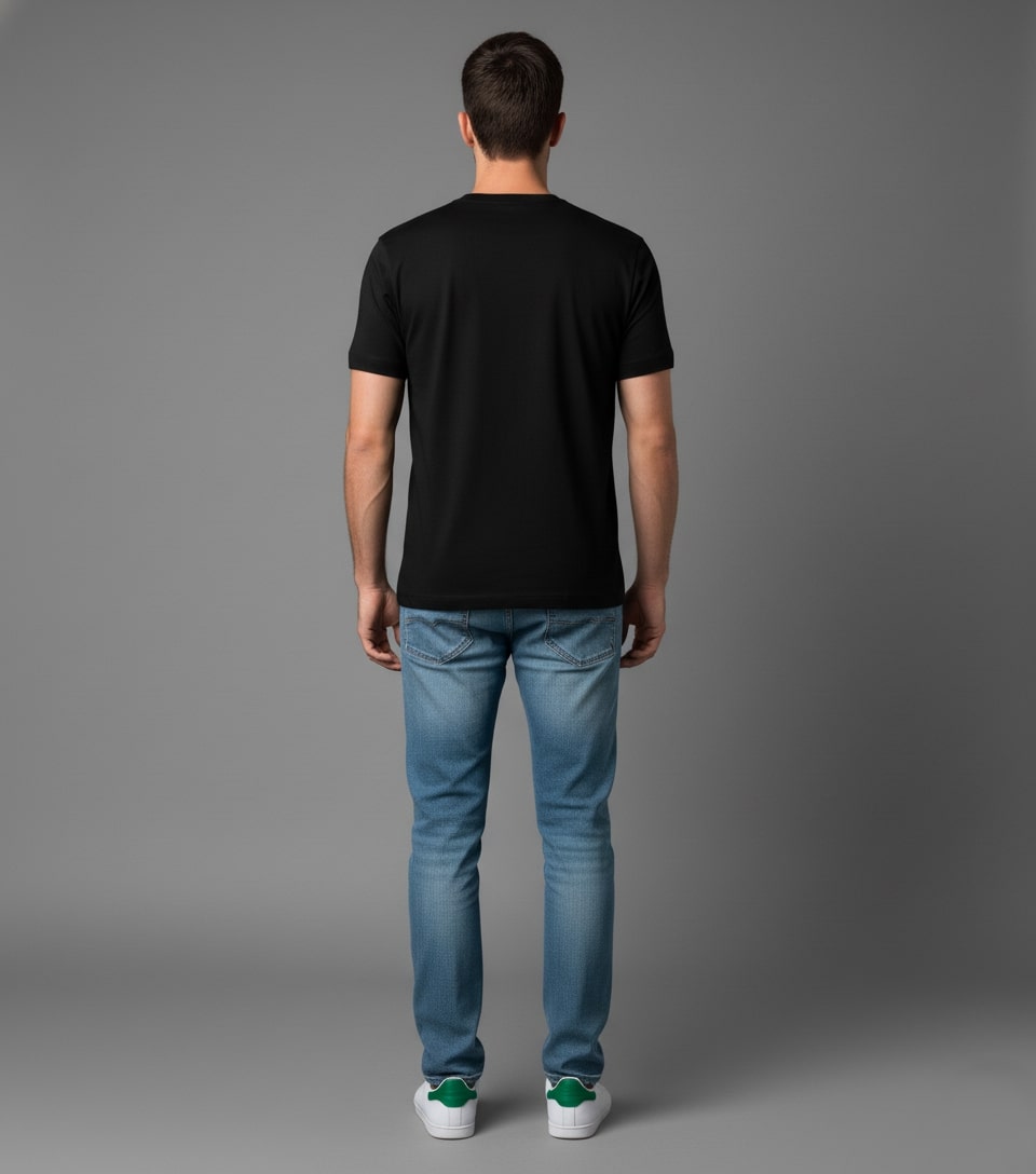 Men Printed Black Cotton Tshirt