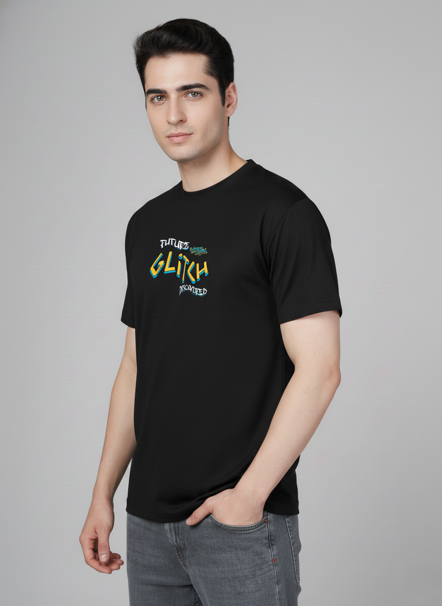Men Cotton Black Printed Tshirt