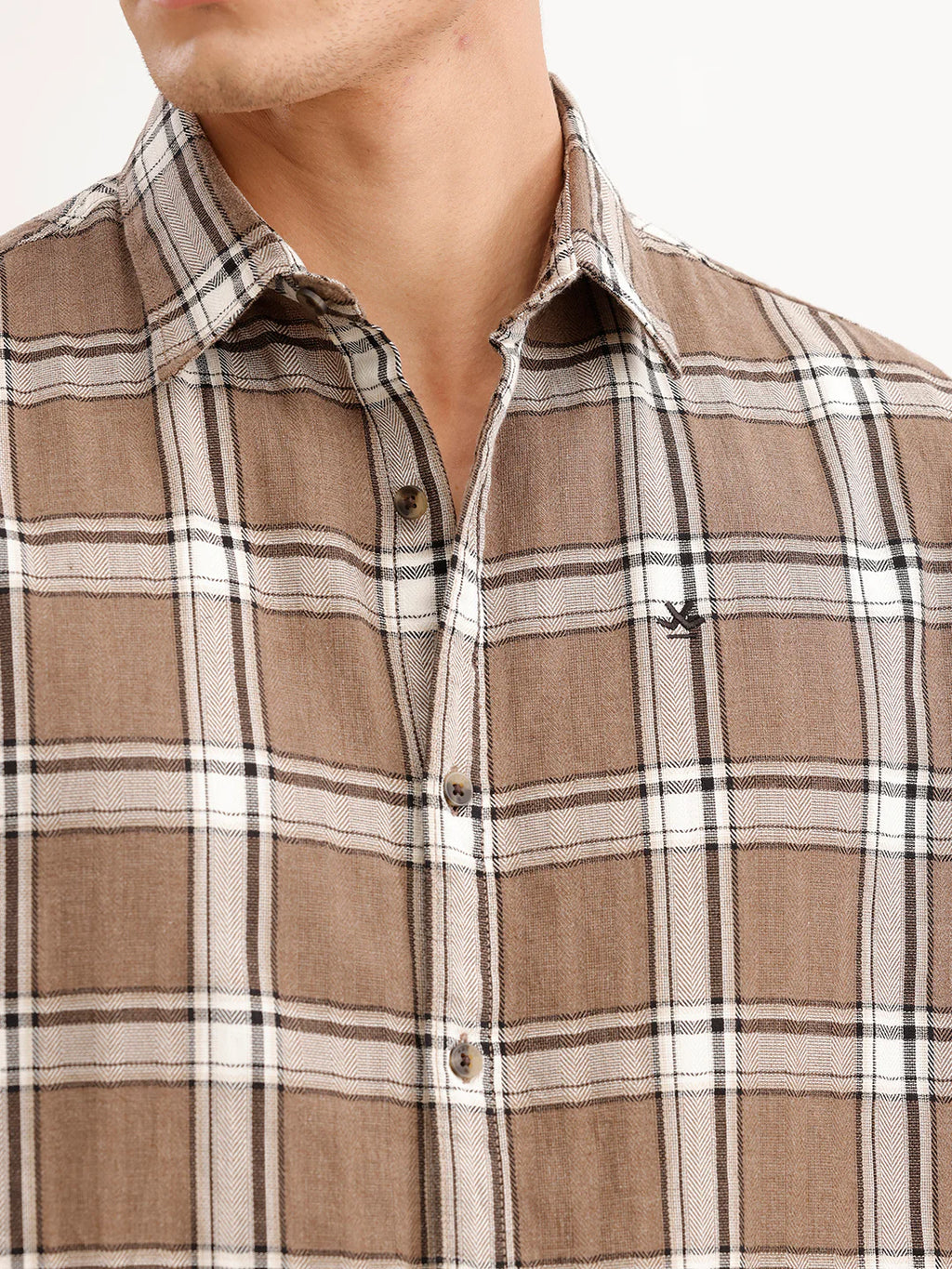 Comfort Fit Checkered Shirt  | Brown