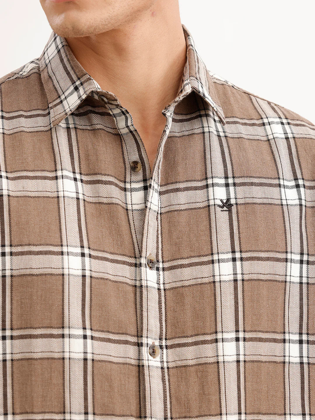 Comfort Fit Checkered Shirt  | Brown