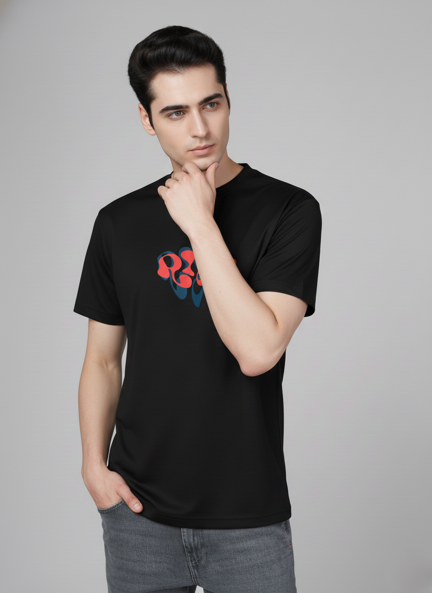 Men Cotton Black Printed Tshirt