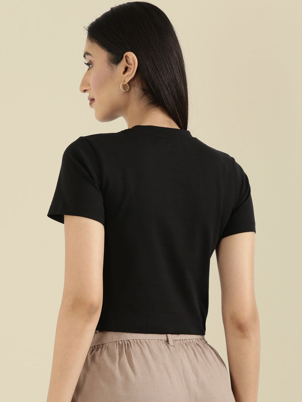 Cotton Stretch Slim Fit Cropped T-Shirt
