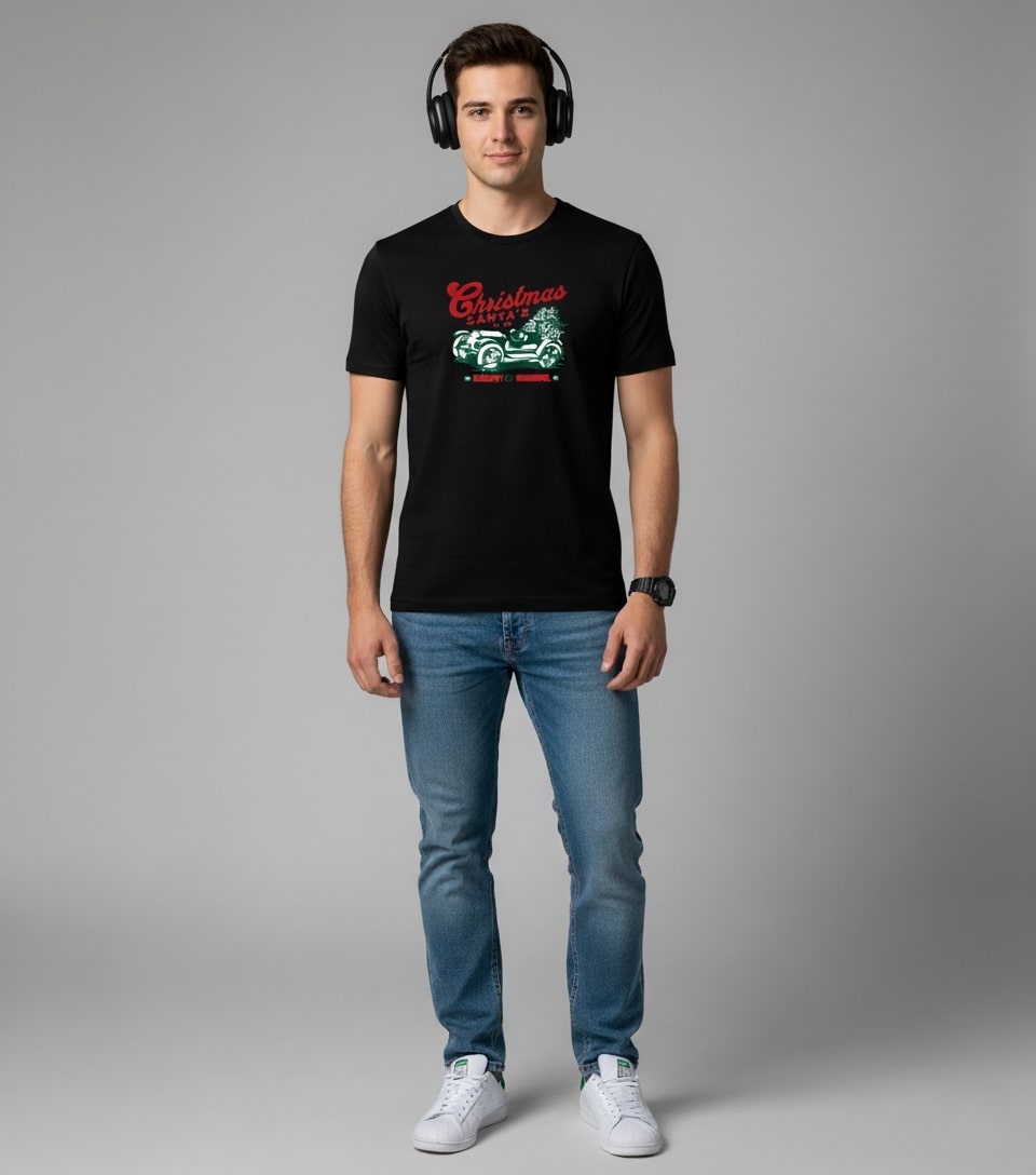 Men Printed Black Cotton Tshirt