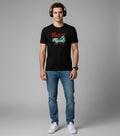 Men Printed Black Cotton Tshirt