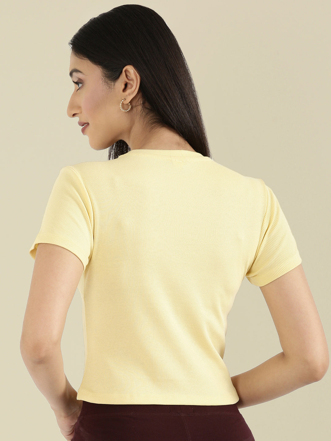 Rib Cotton Round Neck Crop Top