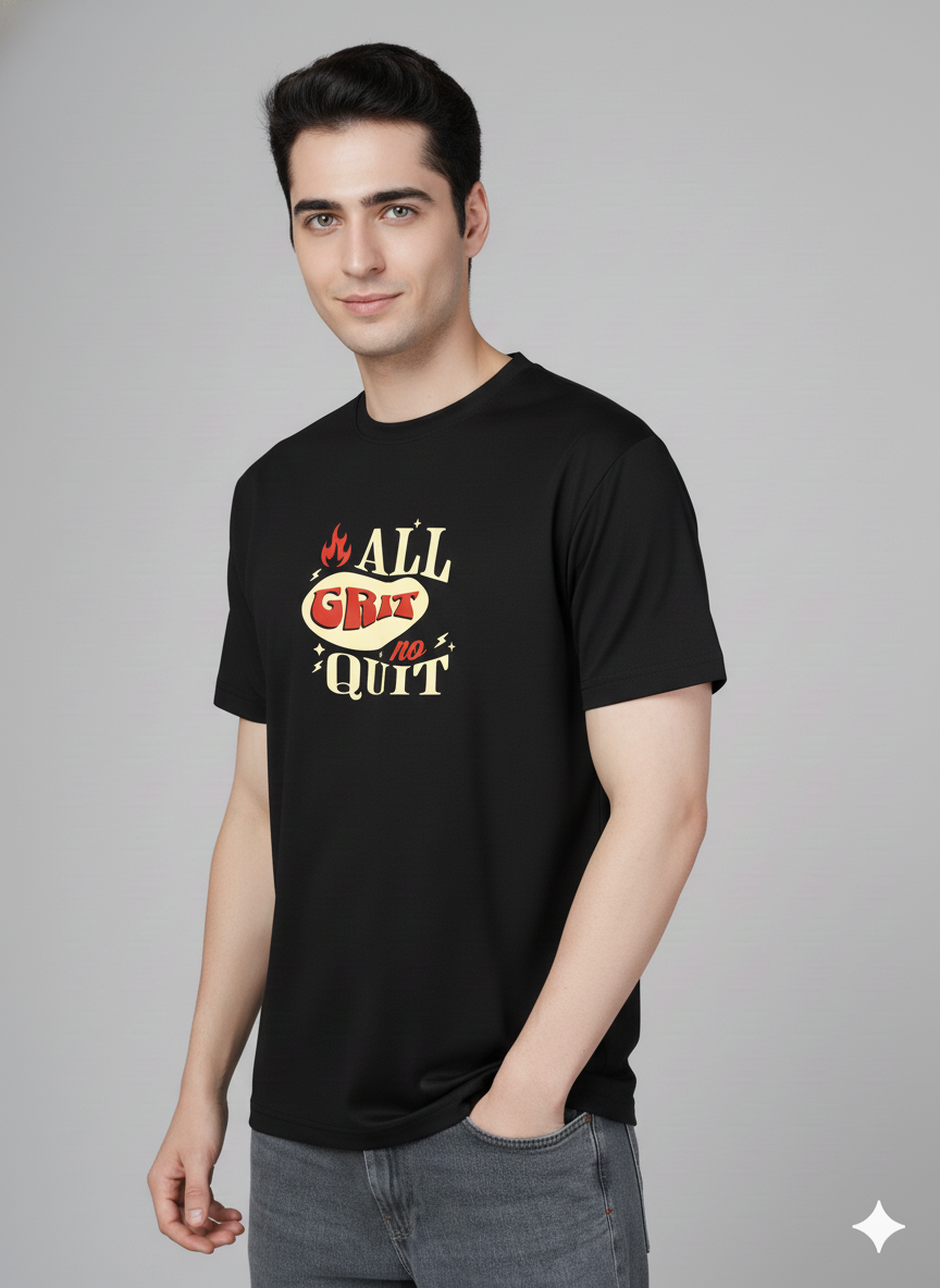 Men Cotton Black Printed Tshirt