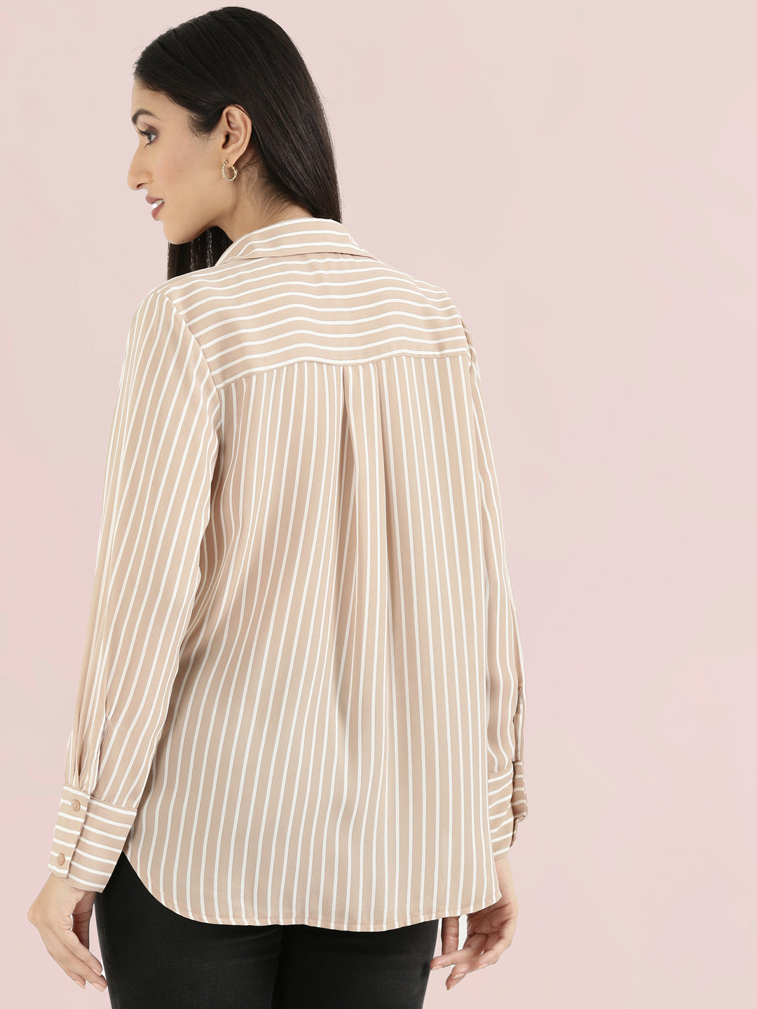 Crepe Classic Collar Printed Long Shirt
