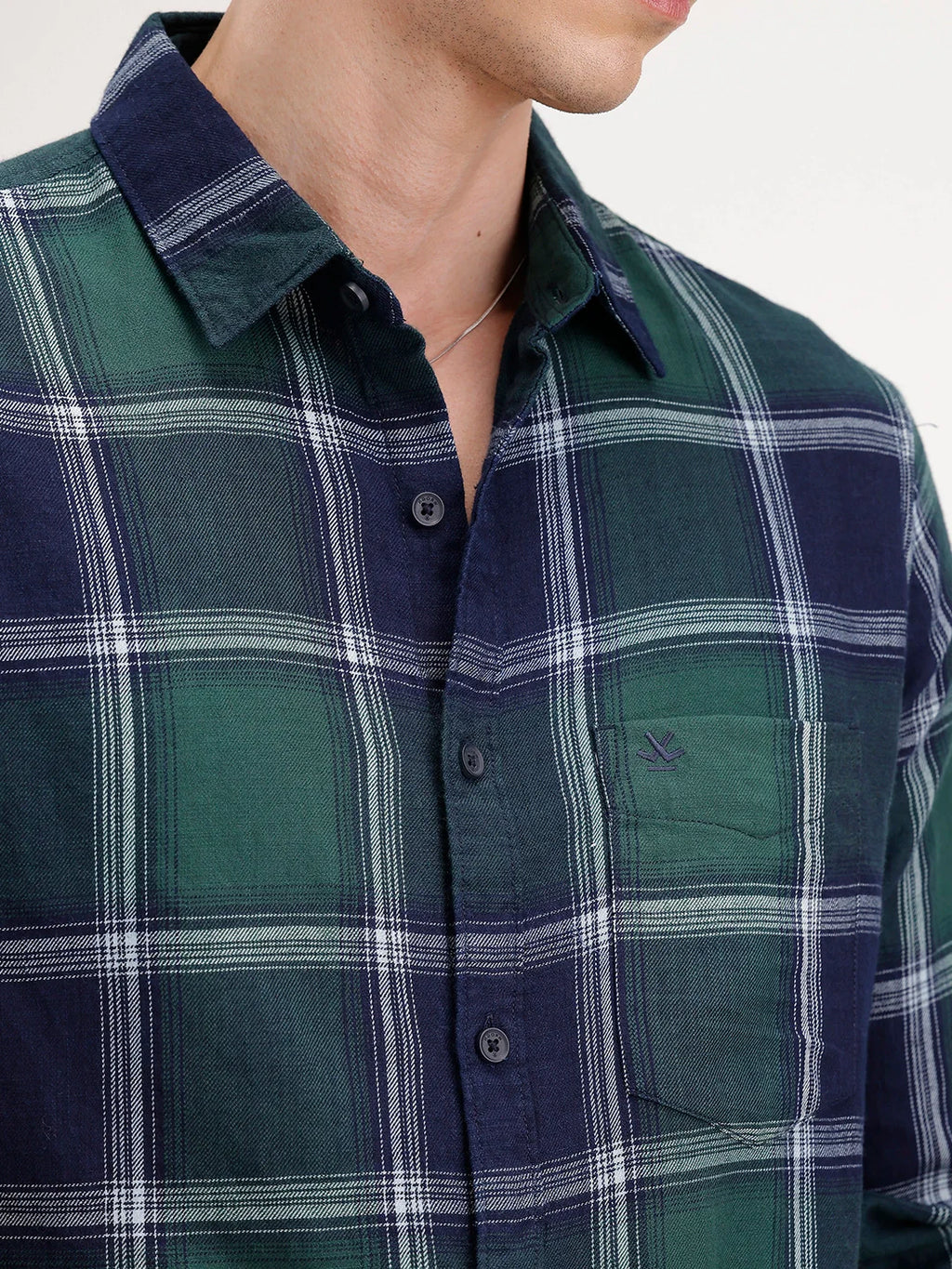 Regular Fit Checkered Shirt | Dark Green
