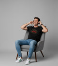 Men Printed Black Cotton Tshirt