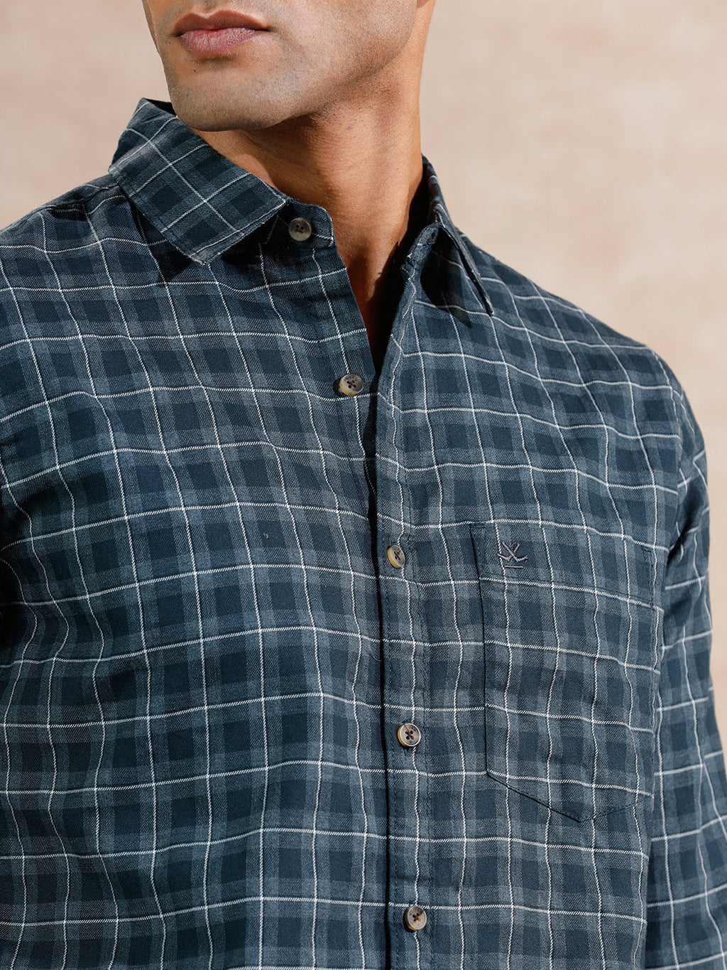 Micro Checks Regular Fit Shirt | Dark Grey