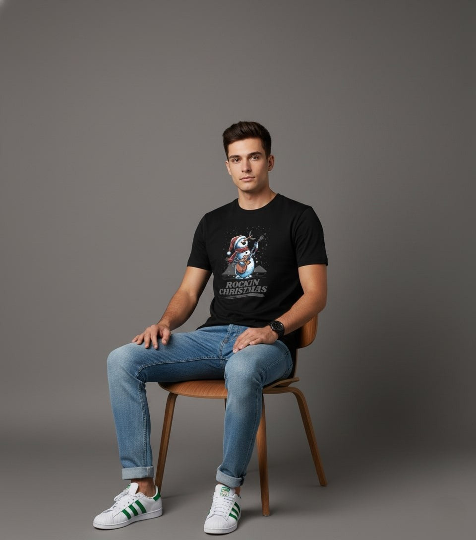 Men Printed Black Cotton Tshirt