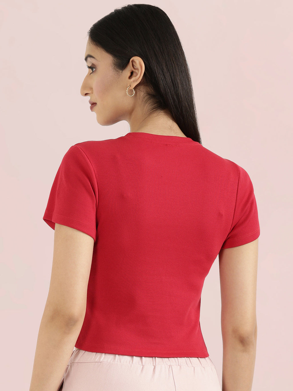 Rib Cotton Round Neck Crop Top