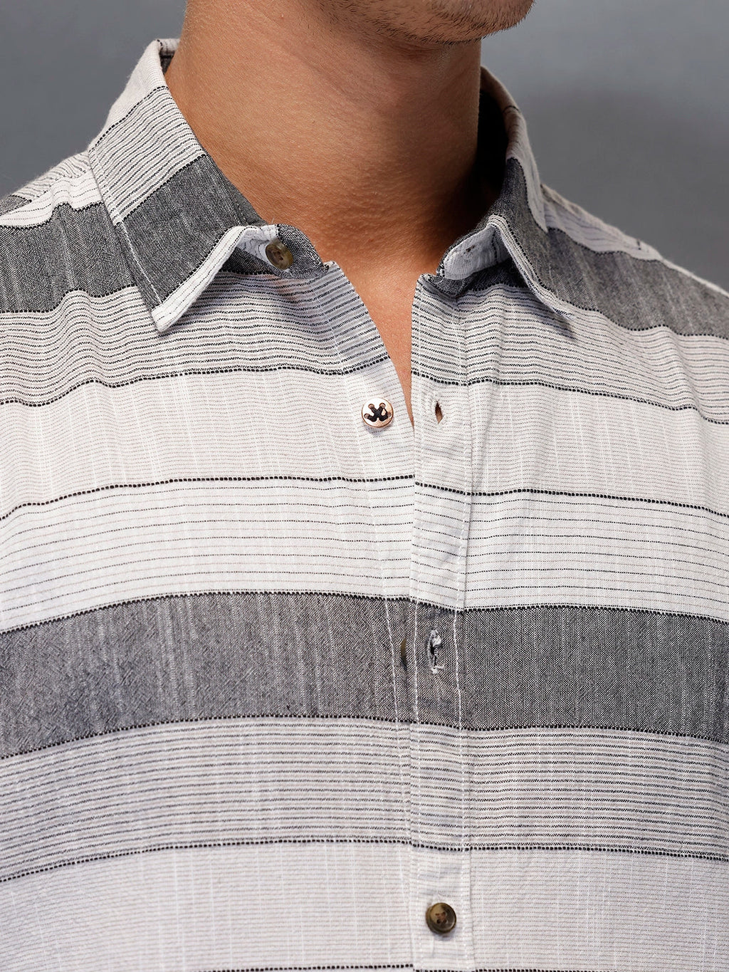 Men's Casual Striped Shirt   |  Off White